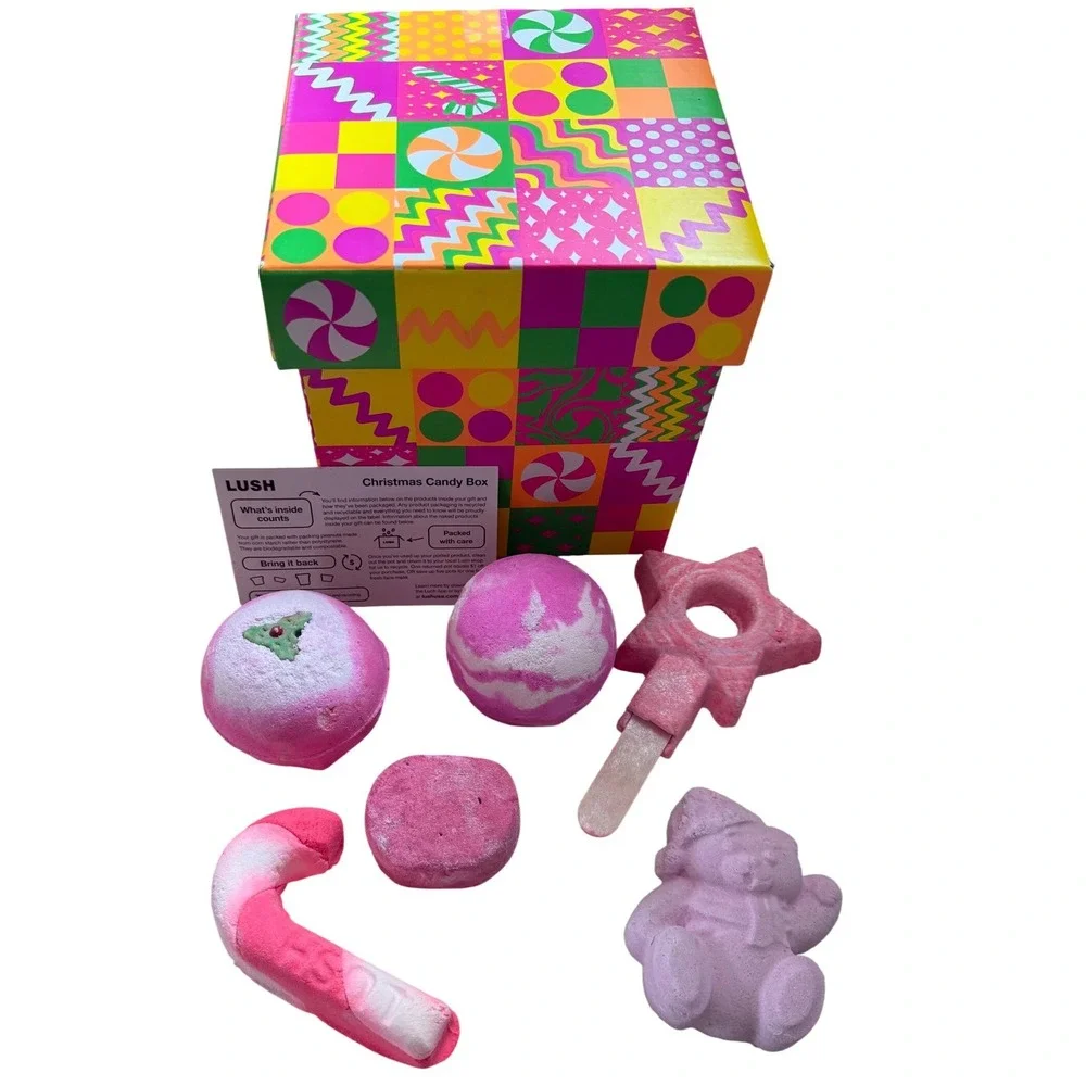 Lush Christmas Candy Box Bath Bomb Bubble Bar Gift Set 6 Pieces Holiday New